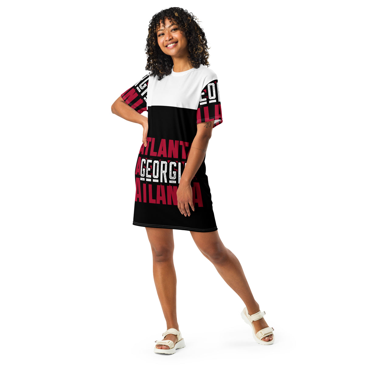 ワンピース [ODLYWORKSHOP] Flared T-Shirt Dress all-over-print-t-shirt-dress-