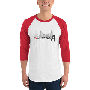 Soul in the A Adult 3/4 sleeve raglan shirt - Pick a Color (black, red or green)