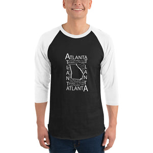 Atlanta, GA 3/4 sleeve raglan shirt - White and Black – PeachClay